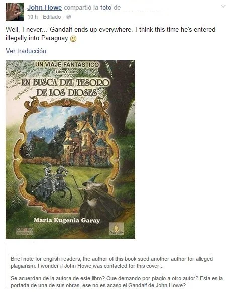 Captura de la publicación de Facebook de John Howe