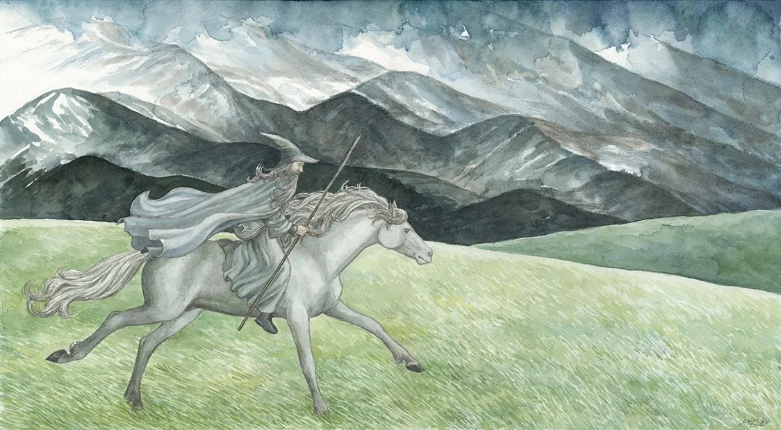 Gandalf cabalga montado en Sombragrís, según Anke Katrin Eißmann