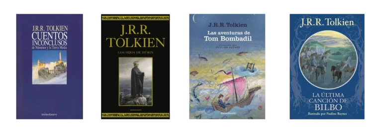 'Cuentos inconclusos', 'Los hijos de Húrin', 'Las aventuras de Tom Bombadil', y 'La última canción de Bilbo' 'Cuentos inconclusos', 'Los hijos de Húrin', 'Las aventuras de Tom Bombadil', y 'La última canción de Bilbo'