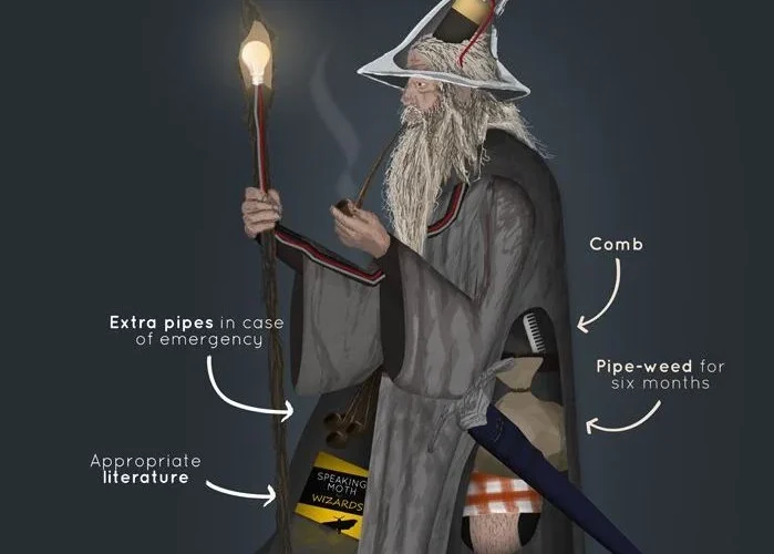 Las cosas de Gandalf, curioso póster y bolsa tolkiendil