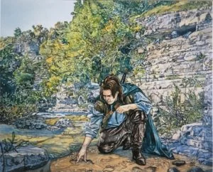 Aragorn busca a Gollum, según el artista galés Stephen Graham Walsh Aragorn busca a Gollum, según Stephen Graham Walsh