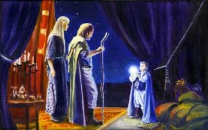 Bilbo entrega la Piedra del Arca a Thranduil y Bardo, según el artista estadounidense Jef Murray Bilbo entrega la Piedra del Arca a Thranduil y Bardo, según el artista estadounidense Jef Murray