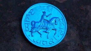 Moneda de mithril de la coronación de Aragorn de Shire Post Mint inspirada en 'El Señor de los Anillos' Moneda de mithril de la coronación de Aragorn de Shire Post Mint