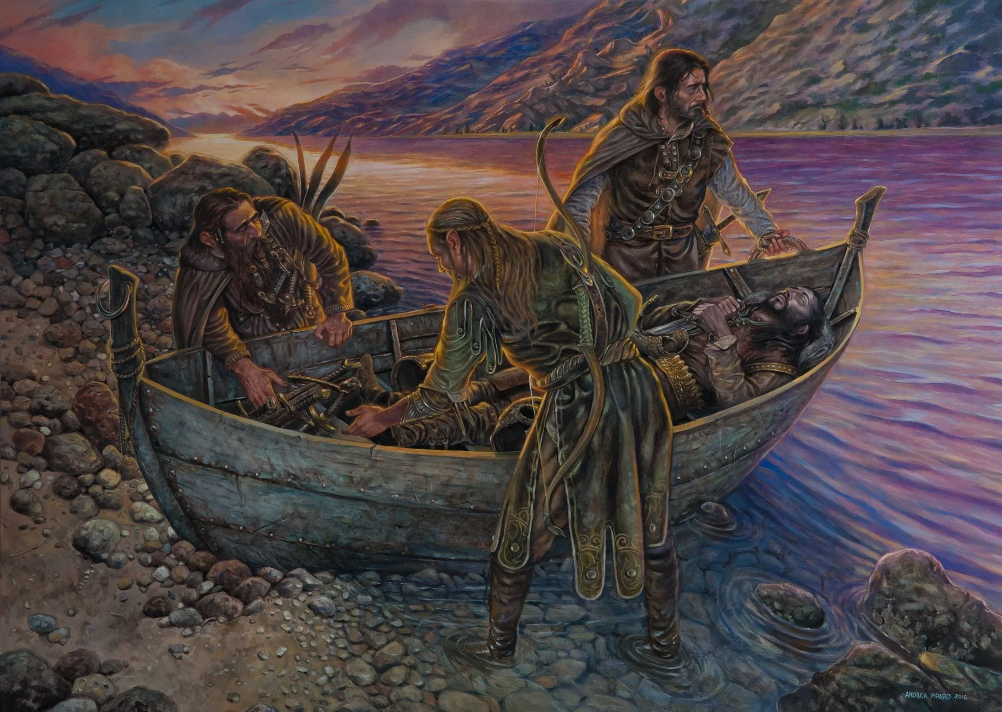 La partida de Boromir, según el artista italiano Andrea Piparo