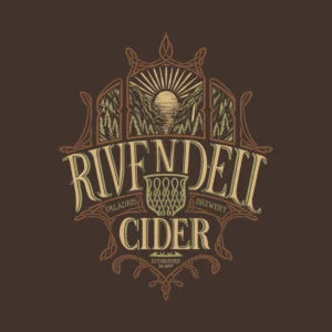 "Sidra de Rivendel. Cervecería de Imladris, establecida en el año 1697 de la Segunda Edad". Diseño de Cory Freeman