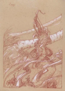 Legolas dispara a la Bestia Alada, según el artista estadounidense Donato Giancola
