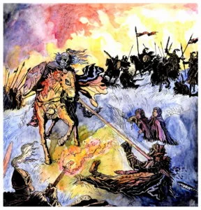 Los Rohirrim atacan a los Uruk-hai, según el artista checo Jan Pospíšil