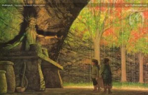 Merry y Pippin en casa de Bárbol, según el artista canadiense Ted Nasmith