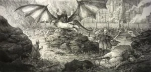 Éowyn, Merry y el Rey Brujo, según el artista estadounidense Andrew Ryan