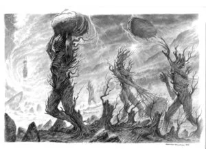Los Ents en Isengard, según el artista italiano Graziano Roccatani