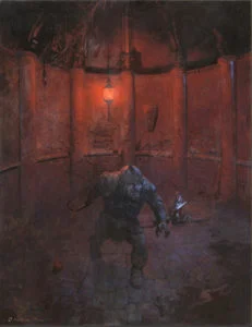 Sam y Snaga en Cirith Ungol, según el artista inglés Paul Raymond Gregory