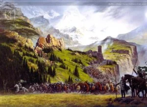 El acantonamiento de Rohan, según el artista canadiense Ted Nasmith