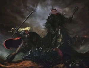 Éowyn y el Rey Brujo, según el artista finés Timo Karhula