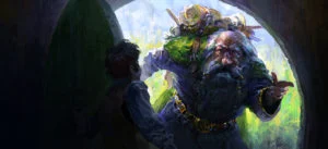 Uno de los enanos llega a Bolsón Cerrado, según el artista ruso Andrei Pervukhin