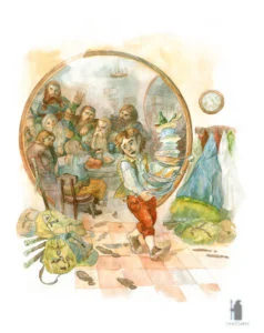 Bilbo y los enanos en Bolsón Cerrado, según el artista ruso Igor Burlakov