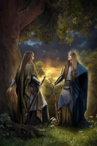 Encuentro de Celeborn y Thranduil en el Bosque Negro, según una artista rusa conocida como steamey