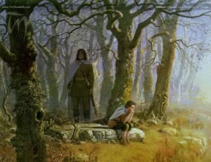 Boromir y Frodo en Amon Hen, según el artista canadiense Ted Nasmith