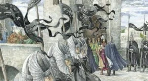 Isildur se despide de su sobrino Meneldil y parte de Osgiliath, según la artista alemana Anke Katrin Eißman