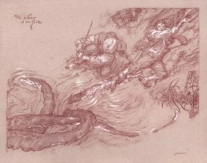 El Guardián del Agua ataca a Frodo, según el artista estadounidense Donato Giancola