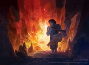 Frodo en la Grieta del Destino, según el artista ruso Dmitry Prosvirnin