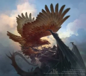 Gwaihir se enfrenta a uno de los Nazgûl, según el artista ruso Dmitry Prosvirnin