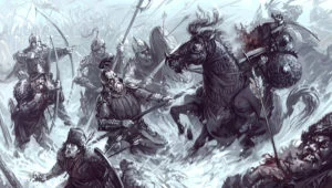 Batalla de la Ciudad de Valle, según el artista checo Jan Pospíšill