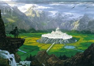 Tuor llega a Gondolin,, según el artista canadiense Ted Nasmith