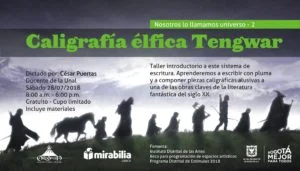 Taller de caligrafía Tengwar en Bogotá organizado por Mirabilia libros