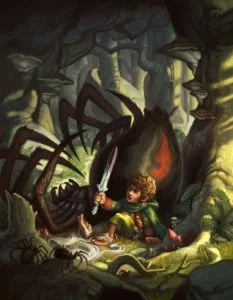 Bilbo bautiza a Dardo tras matar a una de las arañas, según el artista estadounidense Wes Talbott
