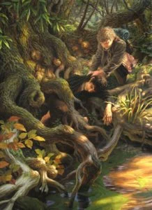 Sam rescata a Frodo del Hombre-Sauce, según el artista estadounidense Raoul Vitale