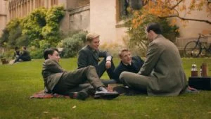 Anthony Boyle, Tom Glynn-Carney, Patrick Gibson y Nicholas Hoult en 'Tolkien'. Fotografía de Fox Searchlight Pictures