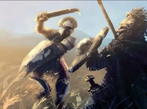 Uruk luchando con Rohirrim, según el artista checo Jan Pospíšil