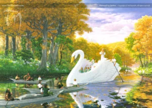 La Compañía del Anillo deja Lórien, según el artista canadiense Ted Nasmith