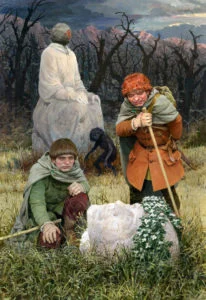 Frodo, Sam y Gollum en la Encrucijada, según el artista ruso Denis Gordeev