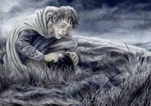 Pippin mira en la palantír, según el artista inglés Peter Xavier Price