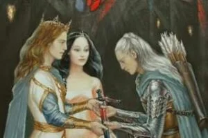 Thingol entrega Anglachel a Beleg (ilustración de Elena Kukanova)