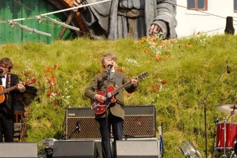 Neil Finn en plena actuación