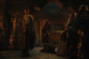 Peter Mullan (King Durin III), Robert Aramayo (Elrond), Owain Arthur (Prince Durin IV)