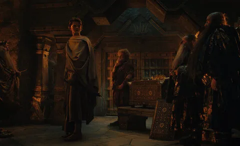 Peter Mullan (King Durin III), Robert Aramayo (Elrond), Owain Arthur (Prince Durin IV)