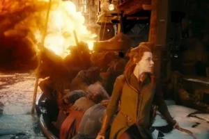 Tauriel guía a los Enanos y a las hijas de Bardo