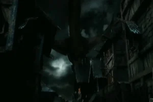 Smaug sobrevuela la indefensa Ciudad del Lago