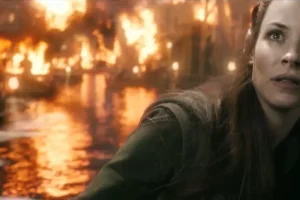 Tauriel en una Esgaroth en llamas