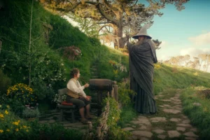 Bilbo recibe la visita de Gandalf