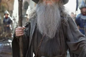 Gandalf en Valle con los supervivientes de Esgaroth