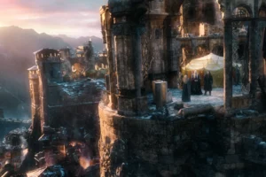 Gandalf, Thranduil y Bardo en Valle