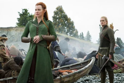 Tauriel y Legolas en la orilla del Lago Largo