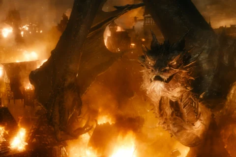 Smaug desafía a Bardo en Esgaroth