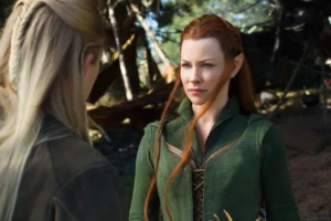 Legolas y Tauriel en las orillas del Lago Largo