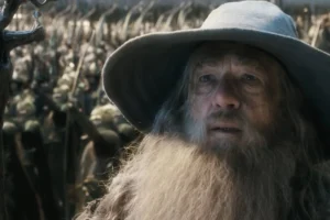 Gandalf y los Elfos ante las puertas de Erebor