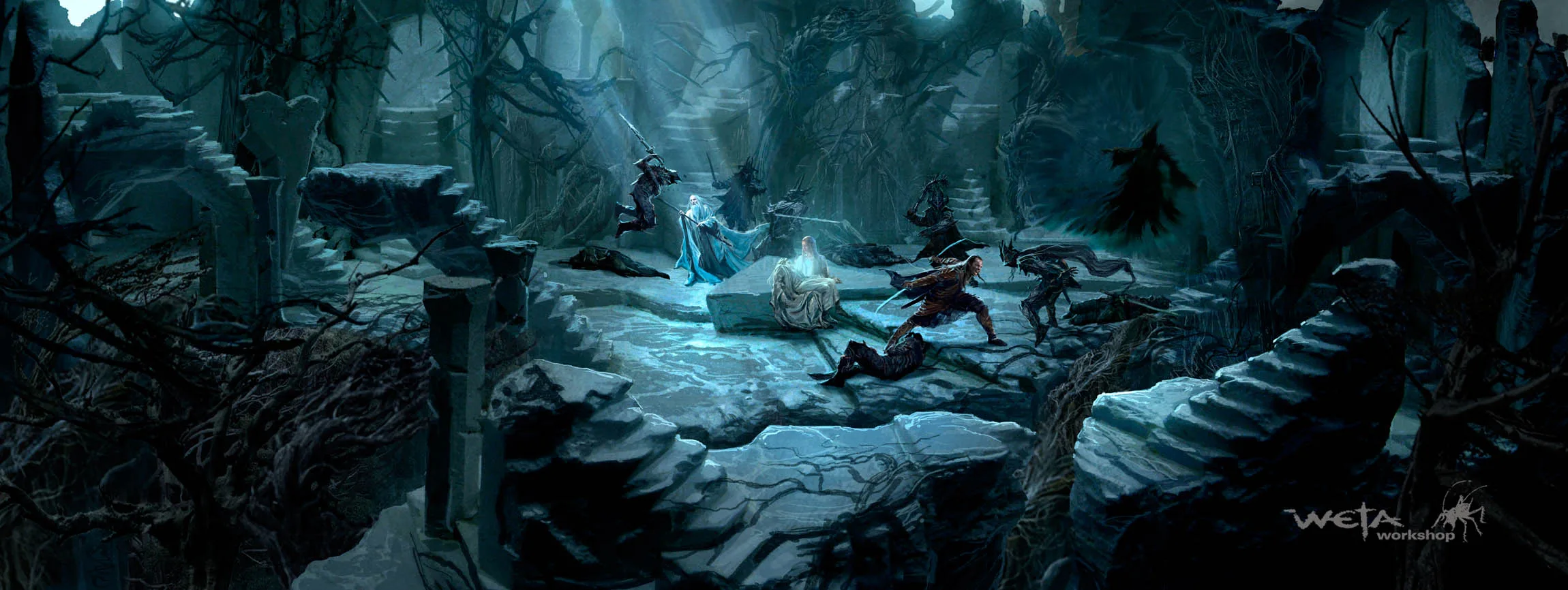 Arte conceptual de La Batalla de los Cinco Ejércitos, obra de Gus Hunter